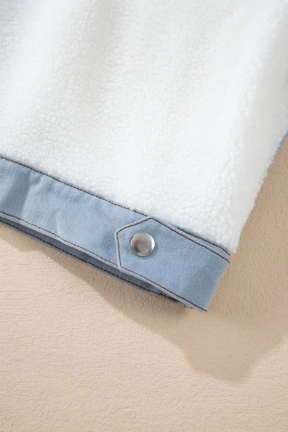 Chic white sherpa jacket with contrast trim - Love Salve